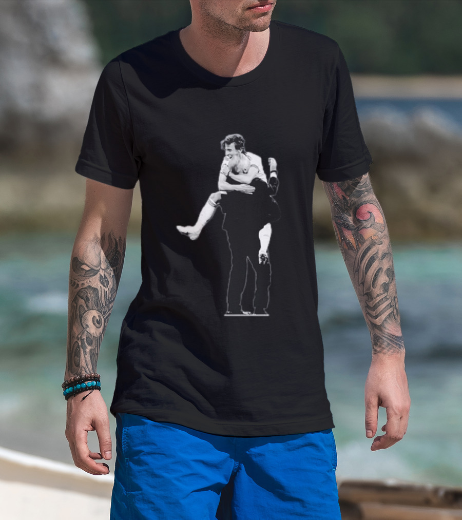 Luka Modric Carlo Ancelotti Embrace Real Madrid Team Spirit Celebration T-Shirt