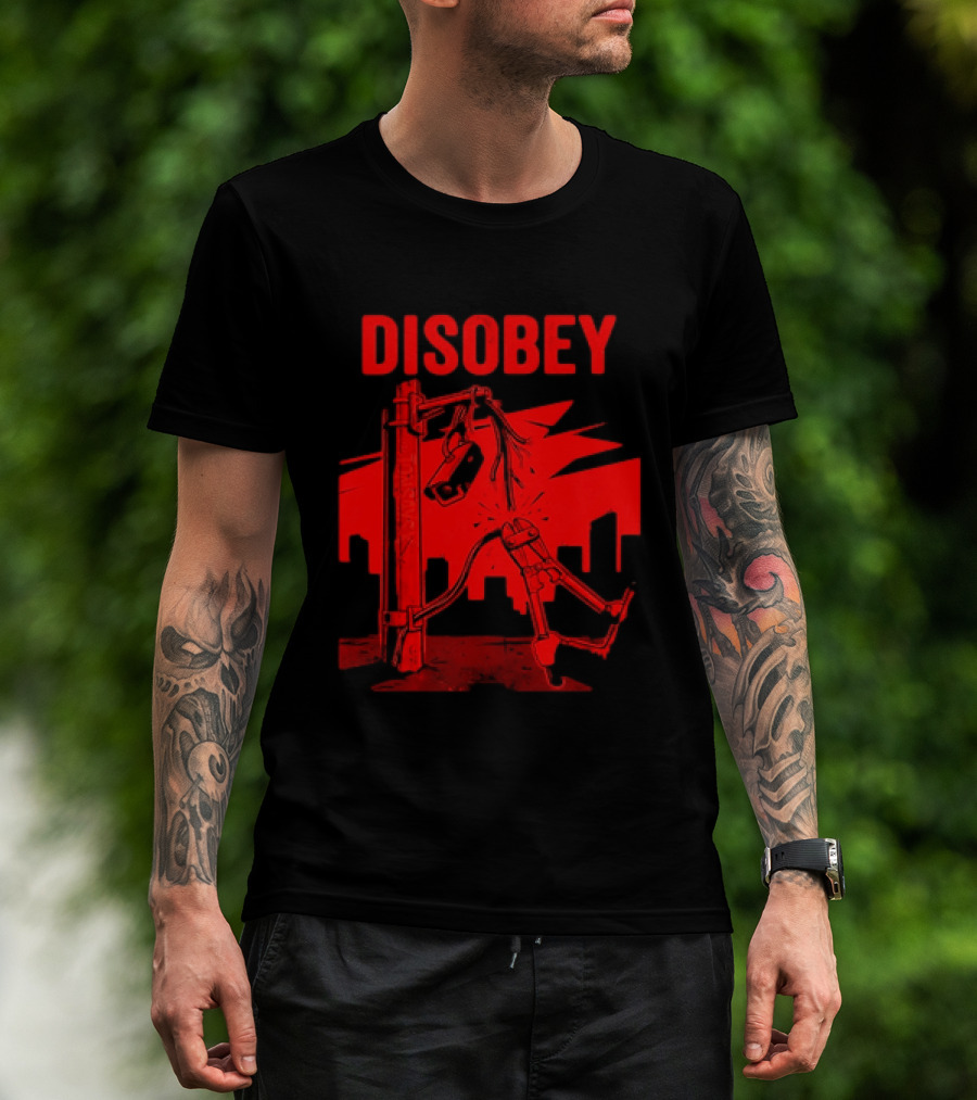 DISOBEY Surveillance Camera Wire Cutting Protest Stencil T-Shirt