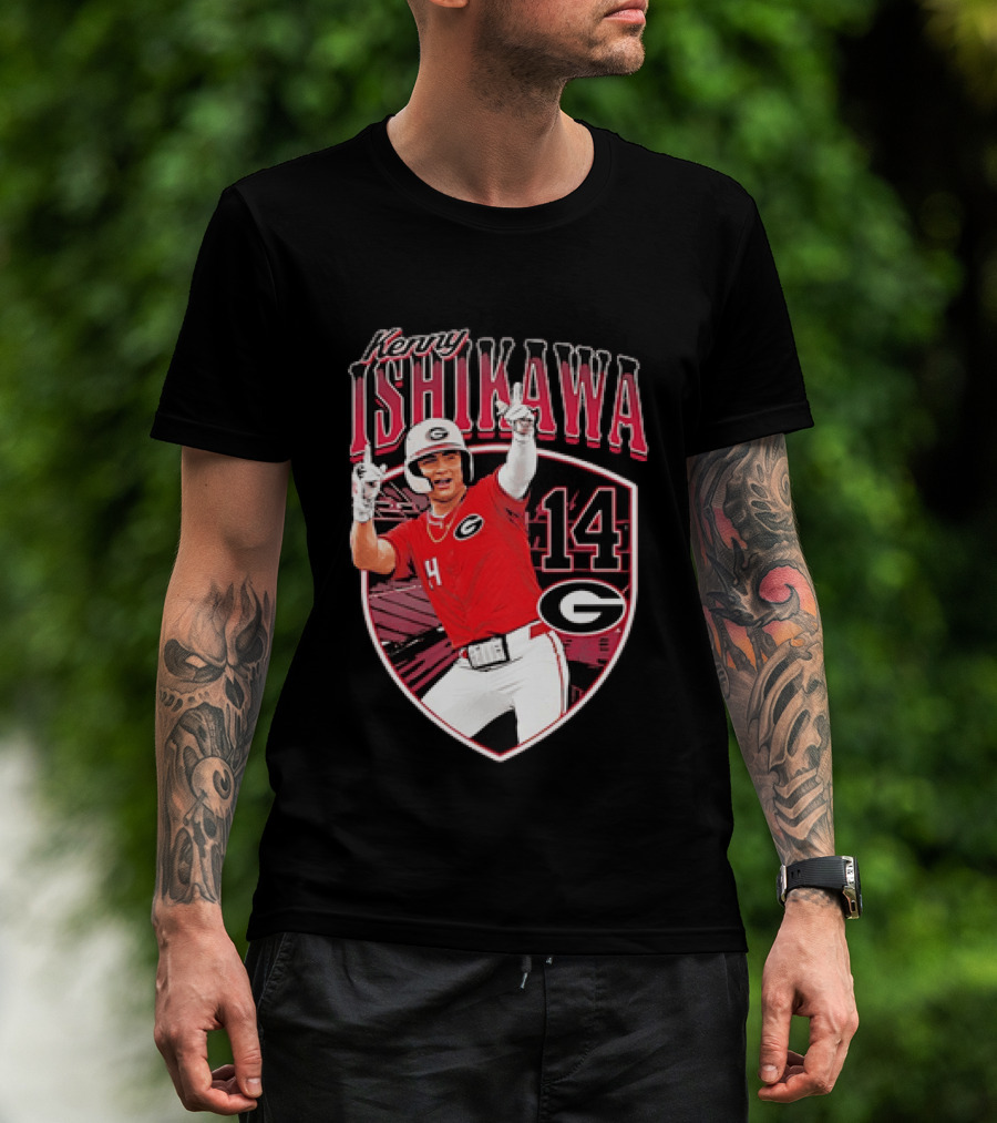 Kenny Ishikawa Georgia Bulldogs 14 Action Pose T-Shirt