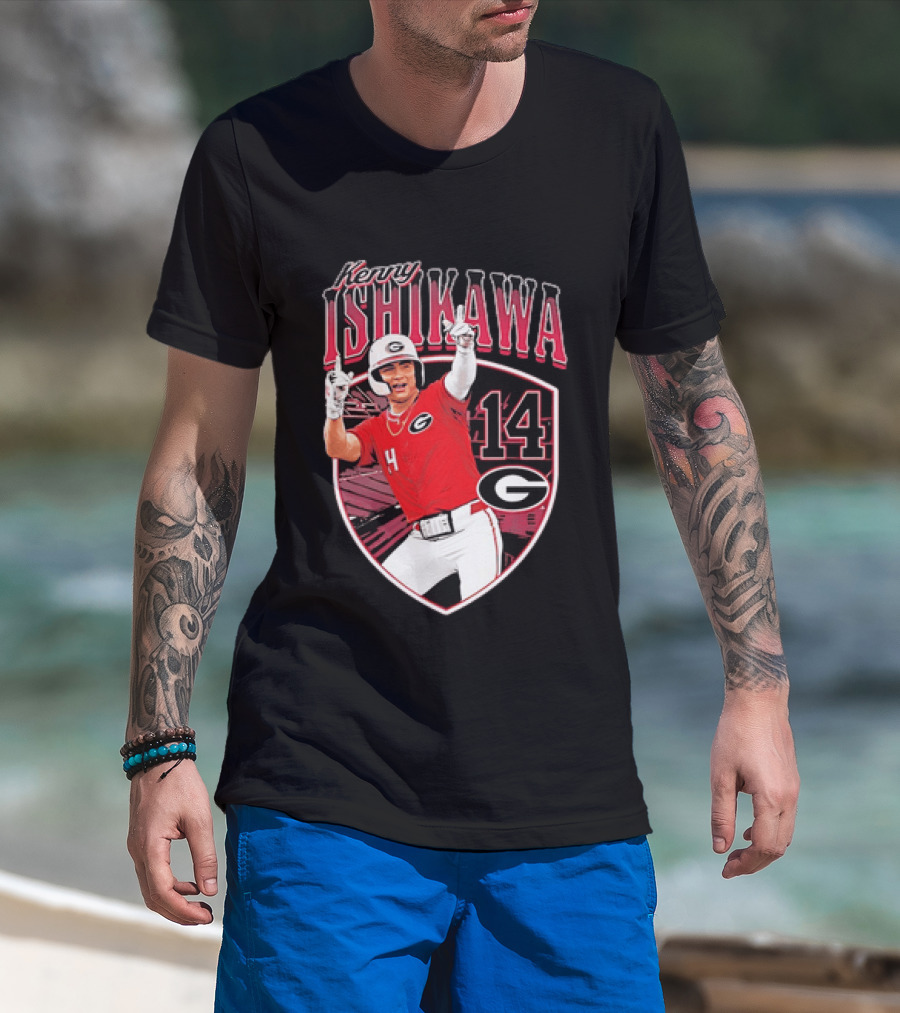 Kenny Ishikawa Georgia Bulldogs 14 Action Pose T-Shirt