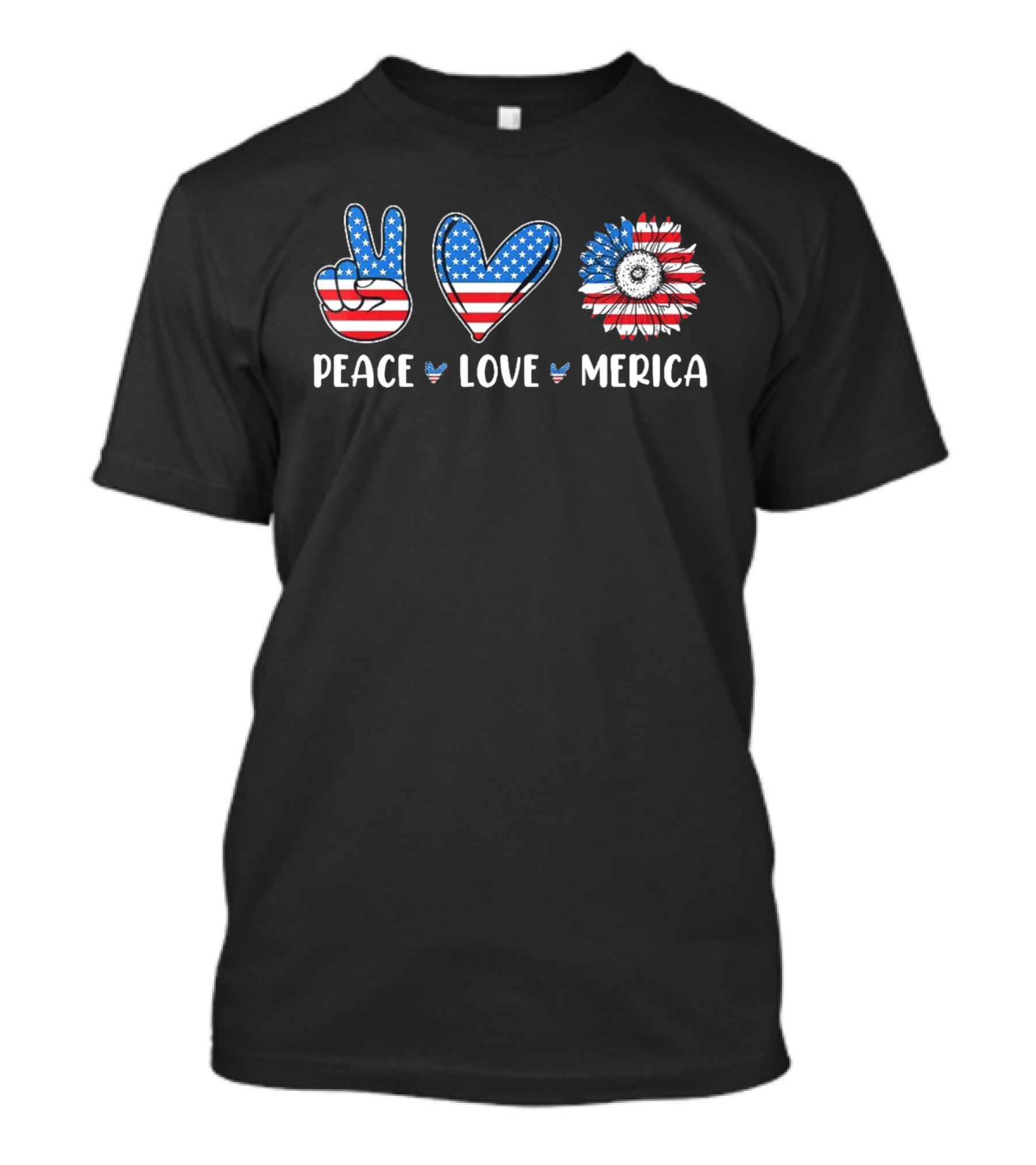Peace Love Merica American Flag Symbol 4th Of July 2026 T-Shirt