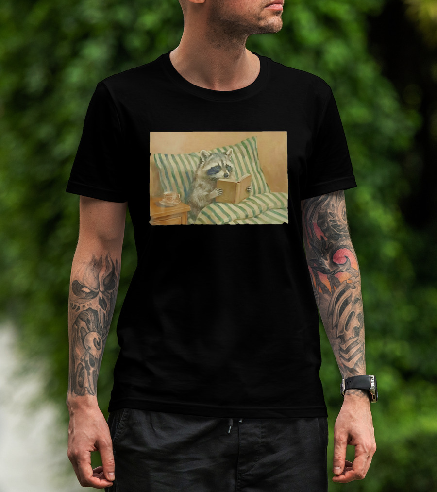 Probably Reading Trash Raccoon Bookworm Cozy T-Shirt