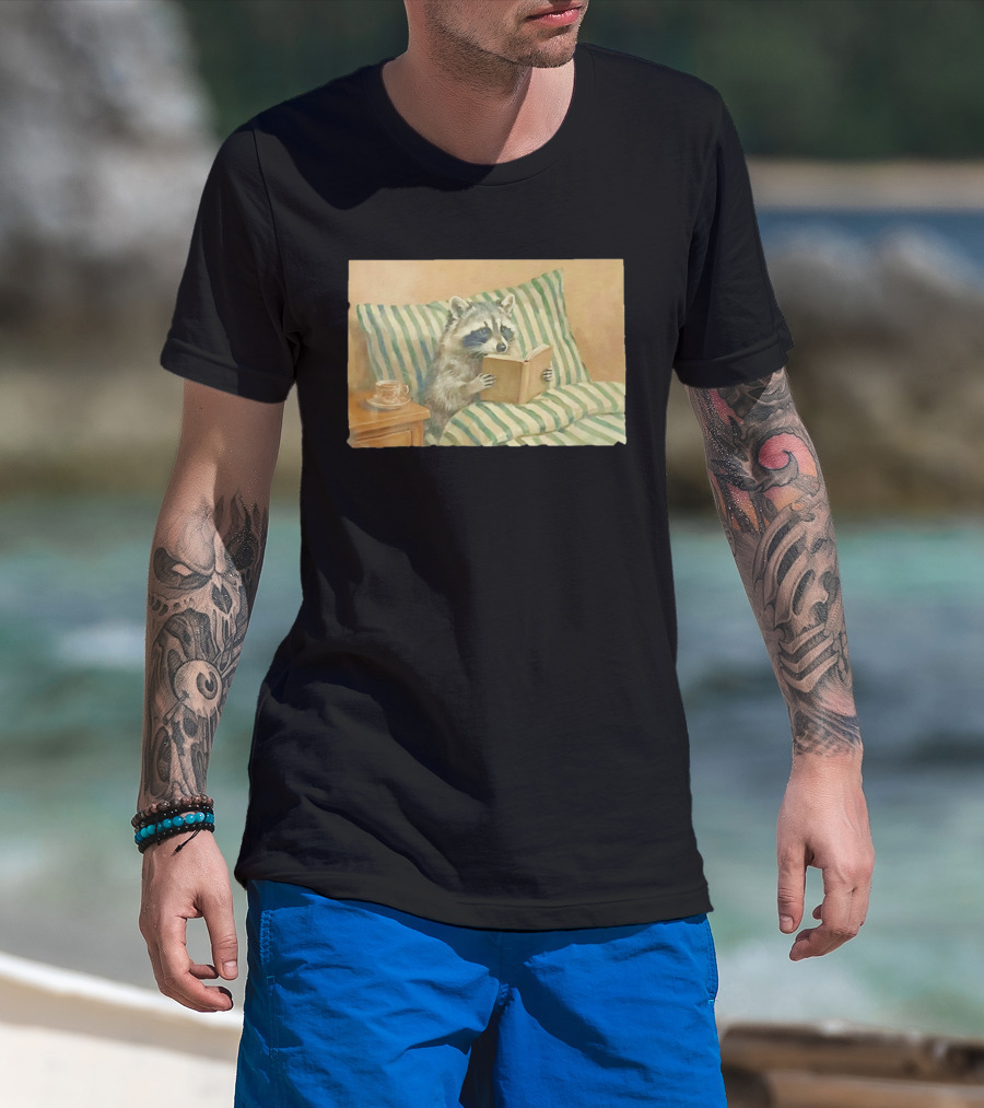 Probably Reading Trash Raccoon Bookworm Cozy T-Shirt