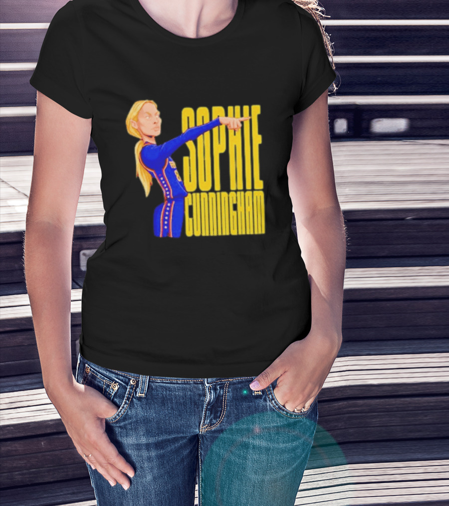 Sophie Cunningham Cartoon Indiana Fever Pointing T-Shirt