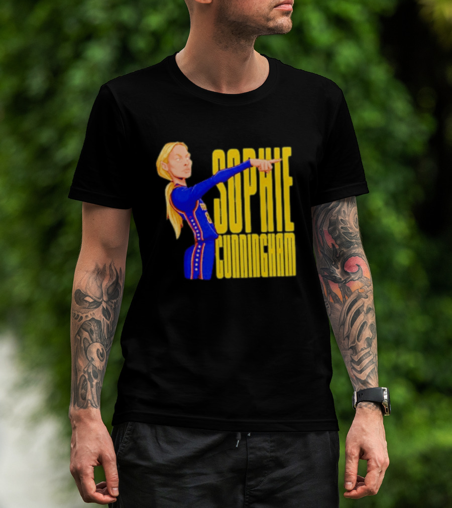 Sophie Cunningham Cartoon Indiana Fever Pointing T-Shirt