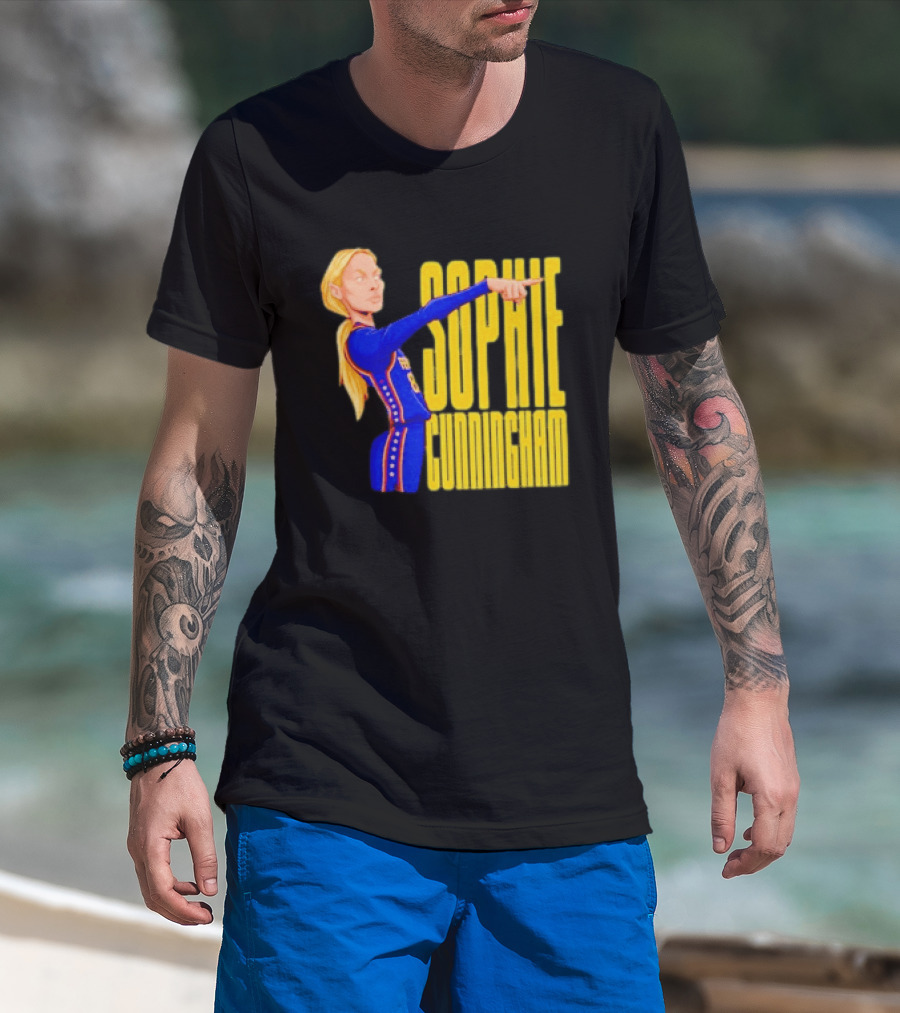 Sophie Cunningham Cartoon Indiana Fever Pointing T-Shirt