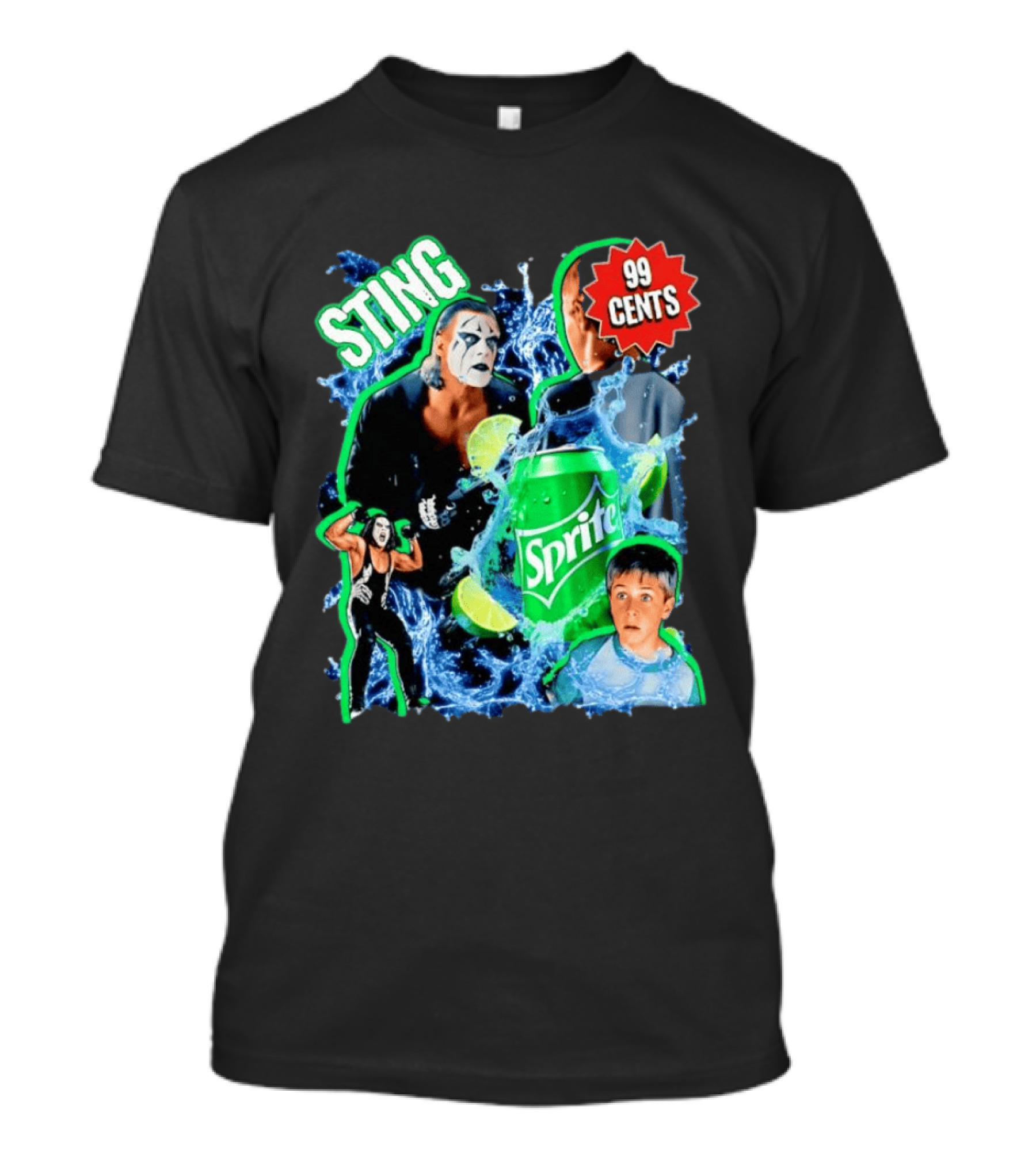 Sting WCW Sprite 99 Cents Lime Water Splash Wrestling T-Shirt
