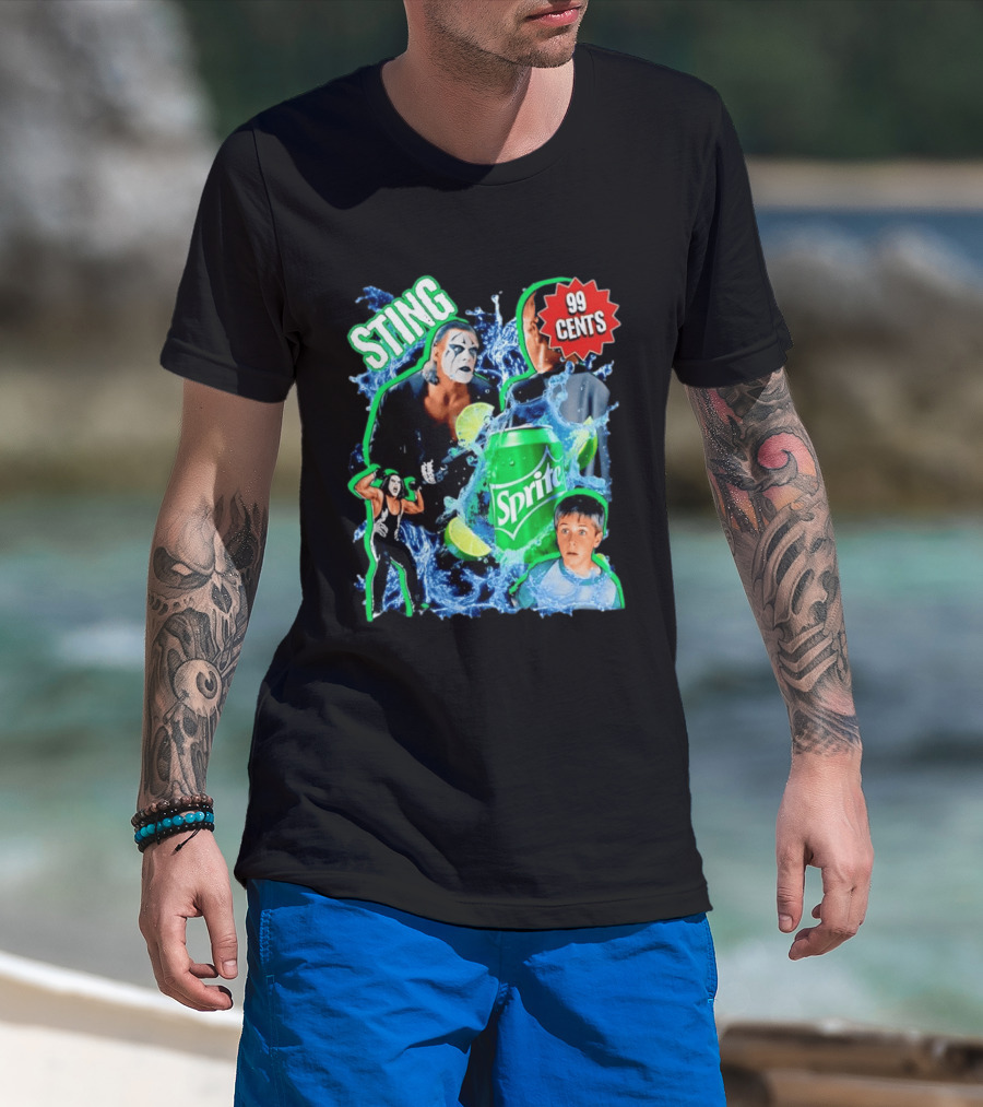 Sting WCW Sprite 99 Cents Lime Water Splash Wrestling T-Shirt