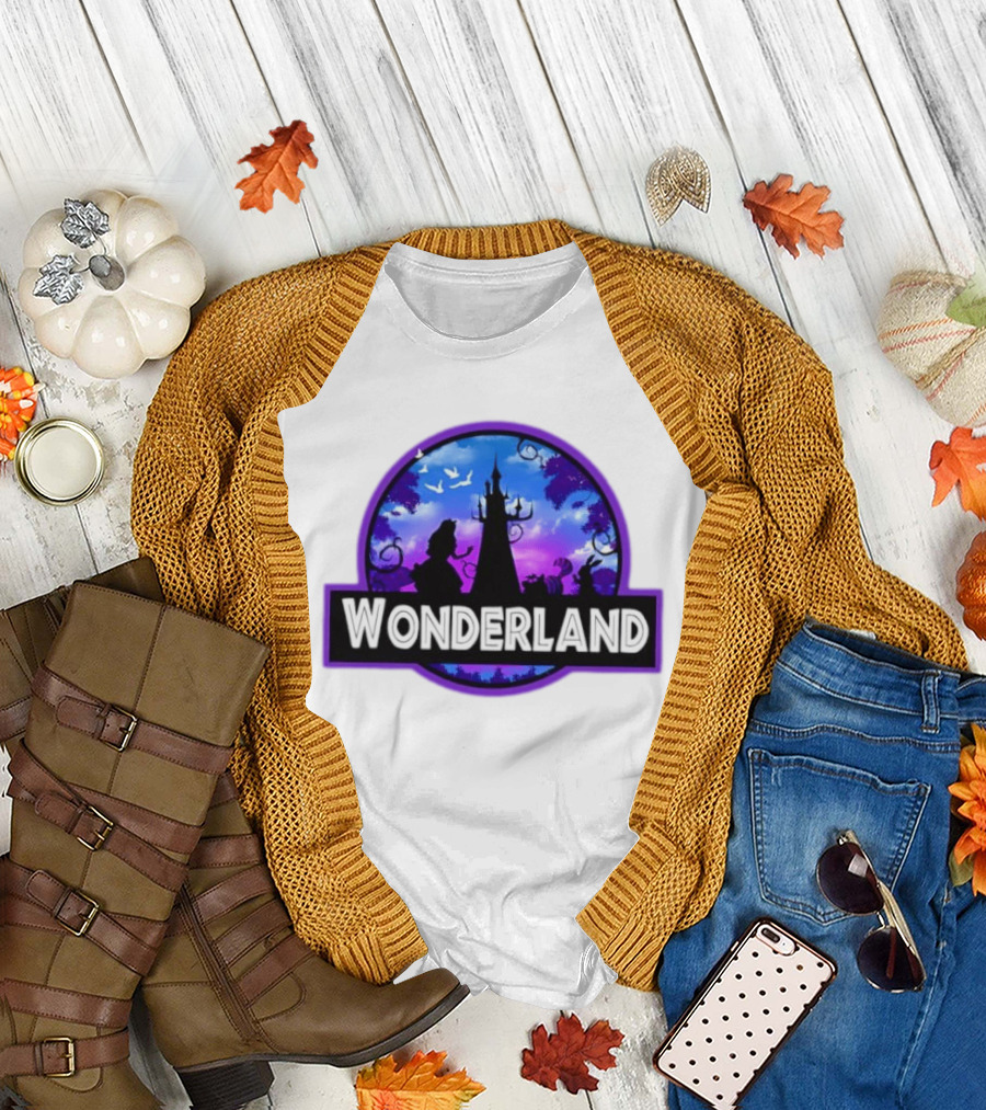 Alice Cheshire Cat White Rabbit Wonderland Disney Fantasy Adventure Movie T-Shirt