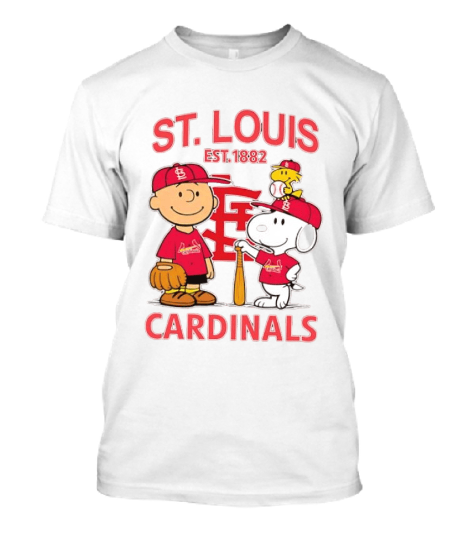 St. Louis Cardinals Est 1882 Charlie Brown Snoopy Woodstock MLB T-Shirt