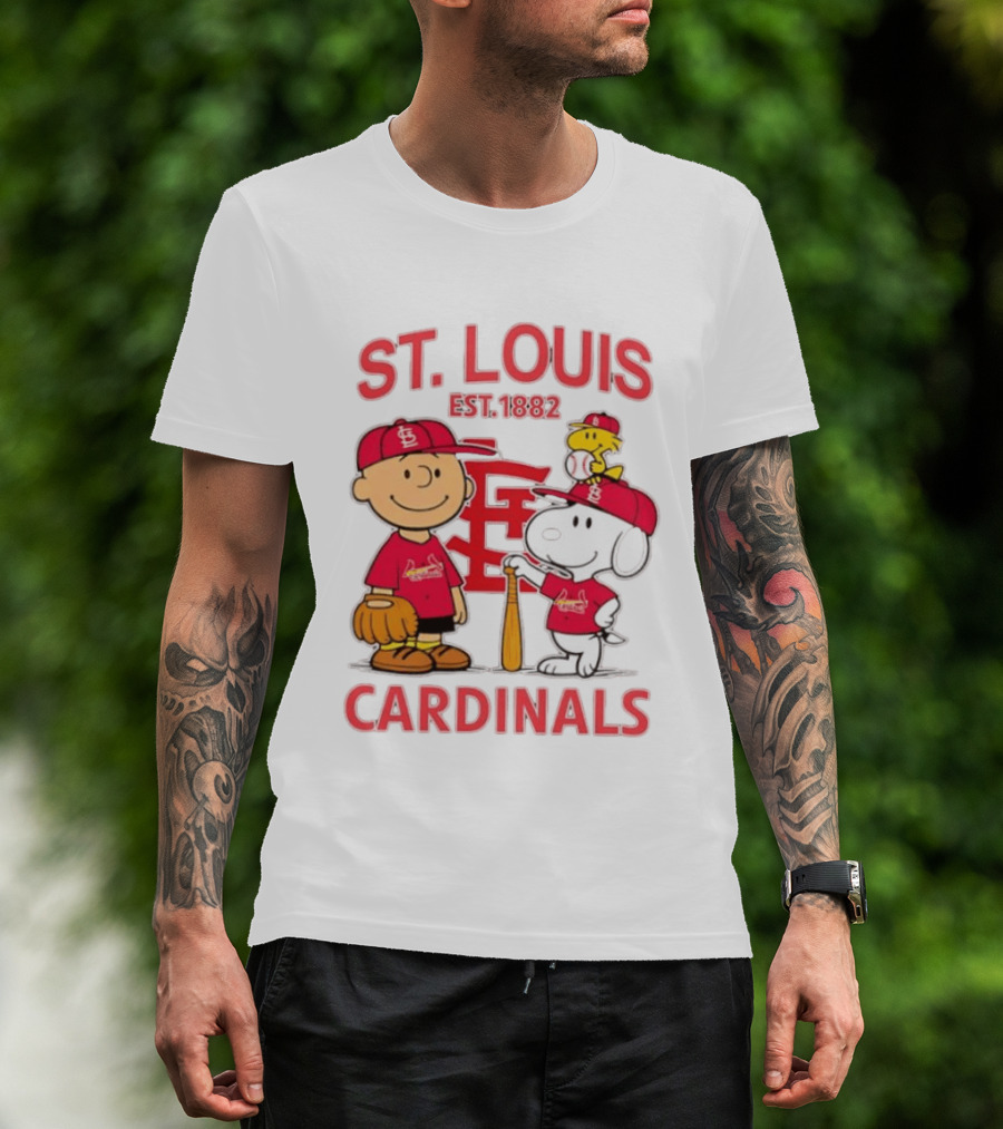 St. Louis Cardinals Est 1882 Charlie Brown Snoopy Woodstock MLB T-Shirt