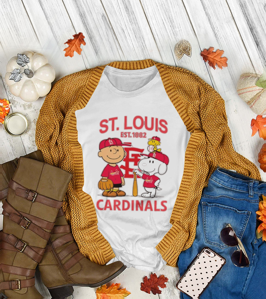 St. Louis Cardinals Est 1882 Charlie Brown Snoopy Woodstock MLB T-Shirt