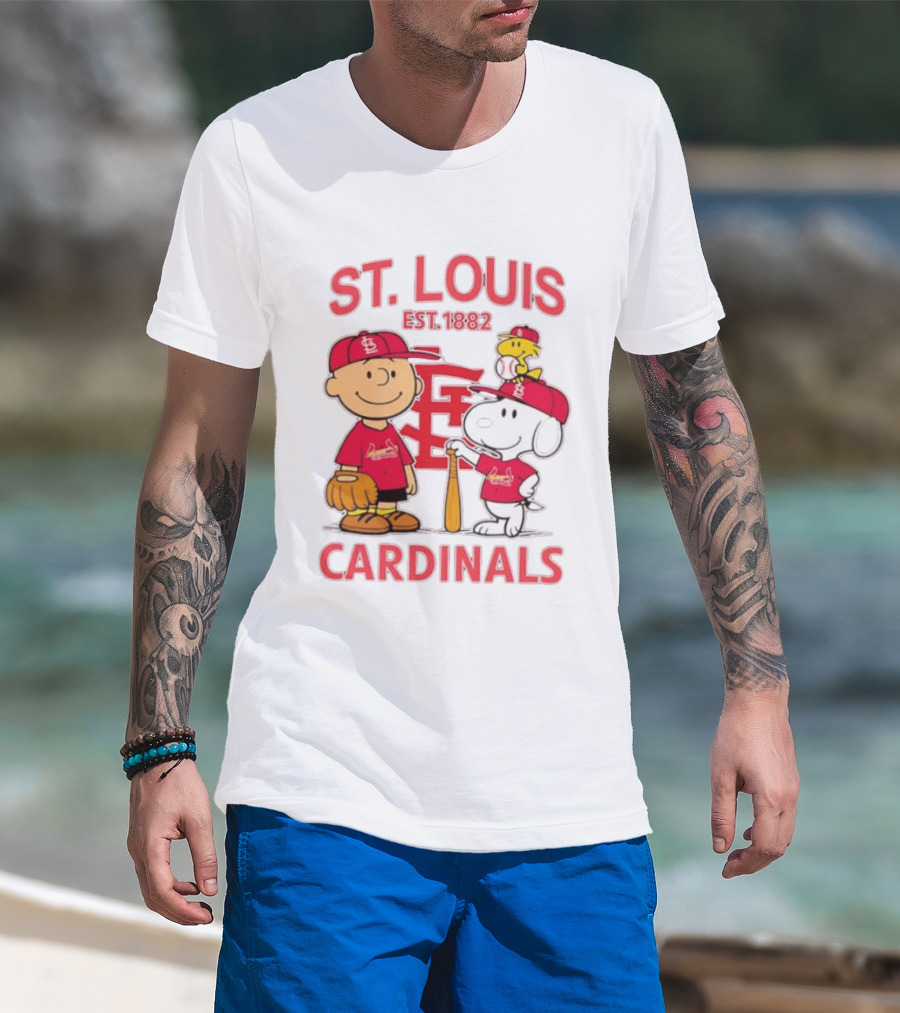 St. Louis Cardinals Est 1882 Charlie Brown Snoopy Woodstock MLB T-Shirt
