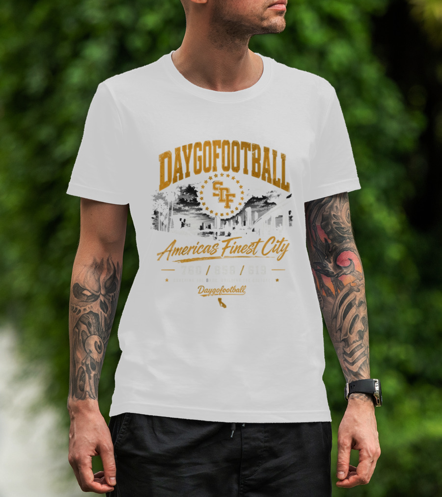 Daygo Football San Diego America's Finest City 760 858 619 California SDP Stadium T-Shirt