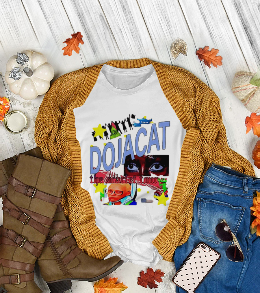 Doja Cat The Scarlet Tour Pop Art Stars and Eyes T-Shirt