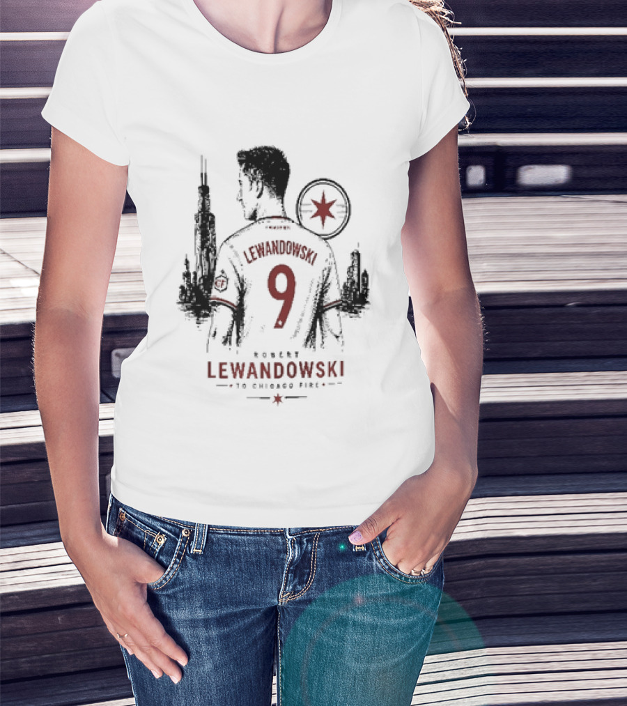 Robert Lewandowski Number 9 Chicago Fire Soccer Transfer T-Shirt