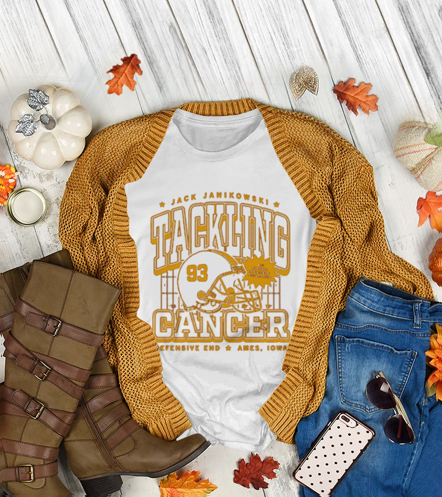 Jack Janikowski Tackling Cancer Defensive End 93 Ames Iowa Schmidt Foundation T-Shirt