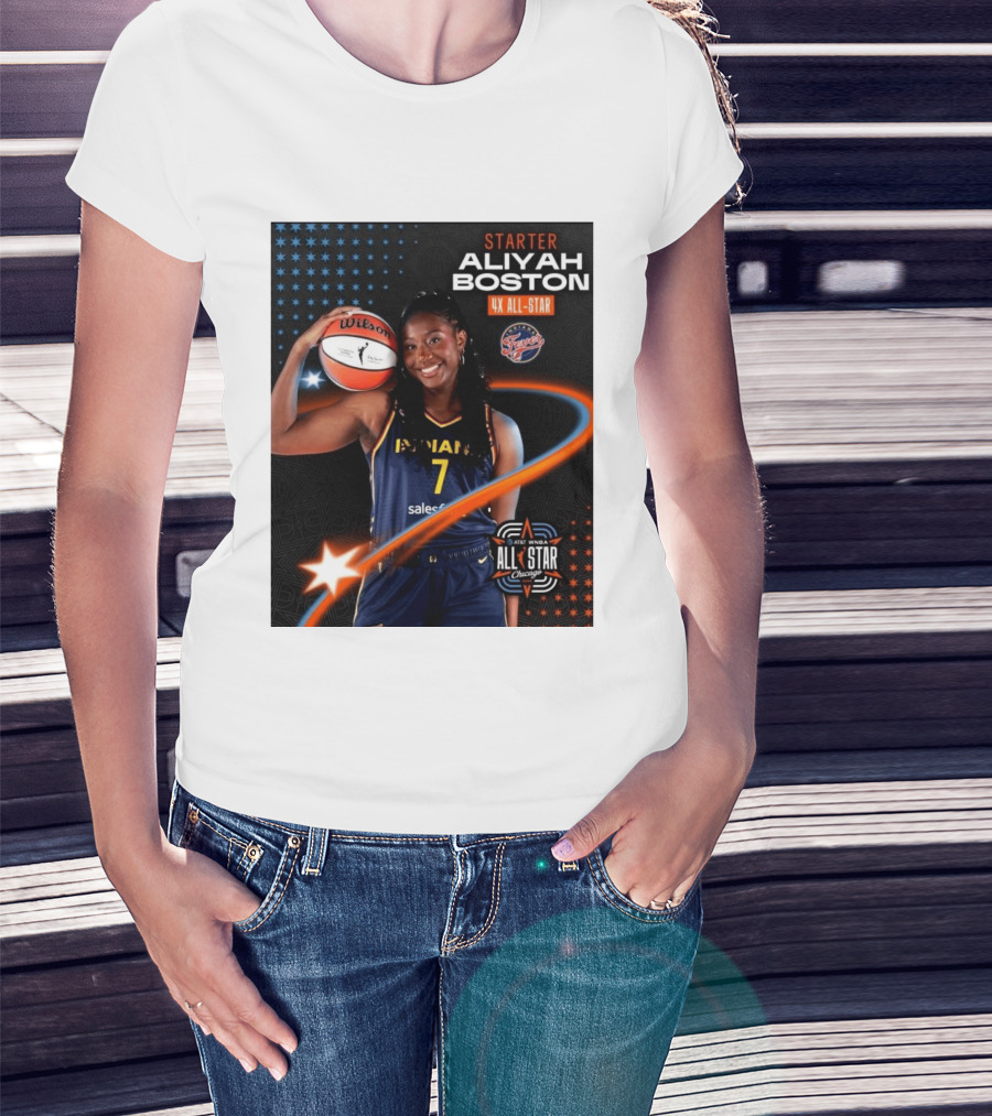 Starter Aliyah Boston 4x All Star Ind State Fever AT&T WNBA All Star 2026 Chicago T-Shirt