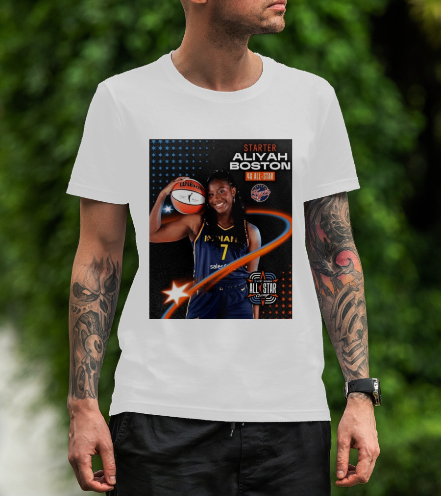 Starter Aliyah Boston 4x All Star Ind State Fever AT&T WNBA All Star 2026 Chicago T-Shirt