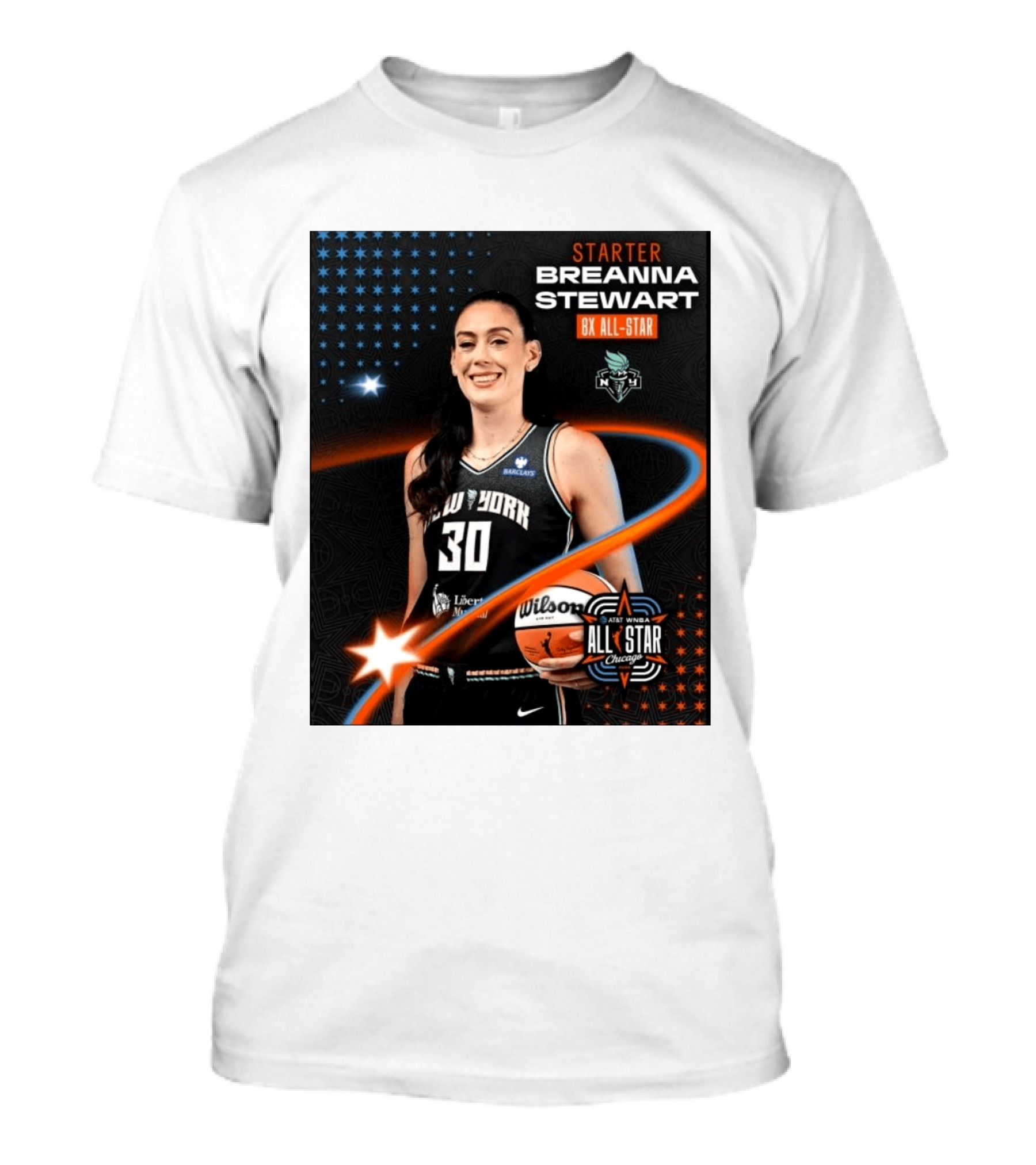Starter Breanna Stewart 8X All Star New York Liberty AT&T WNBA All Star Chicago T-Shirt