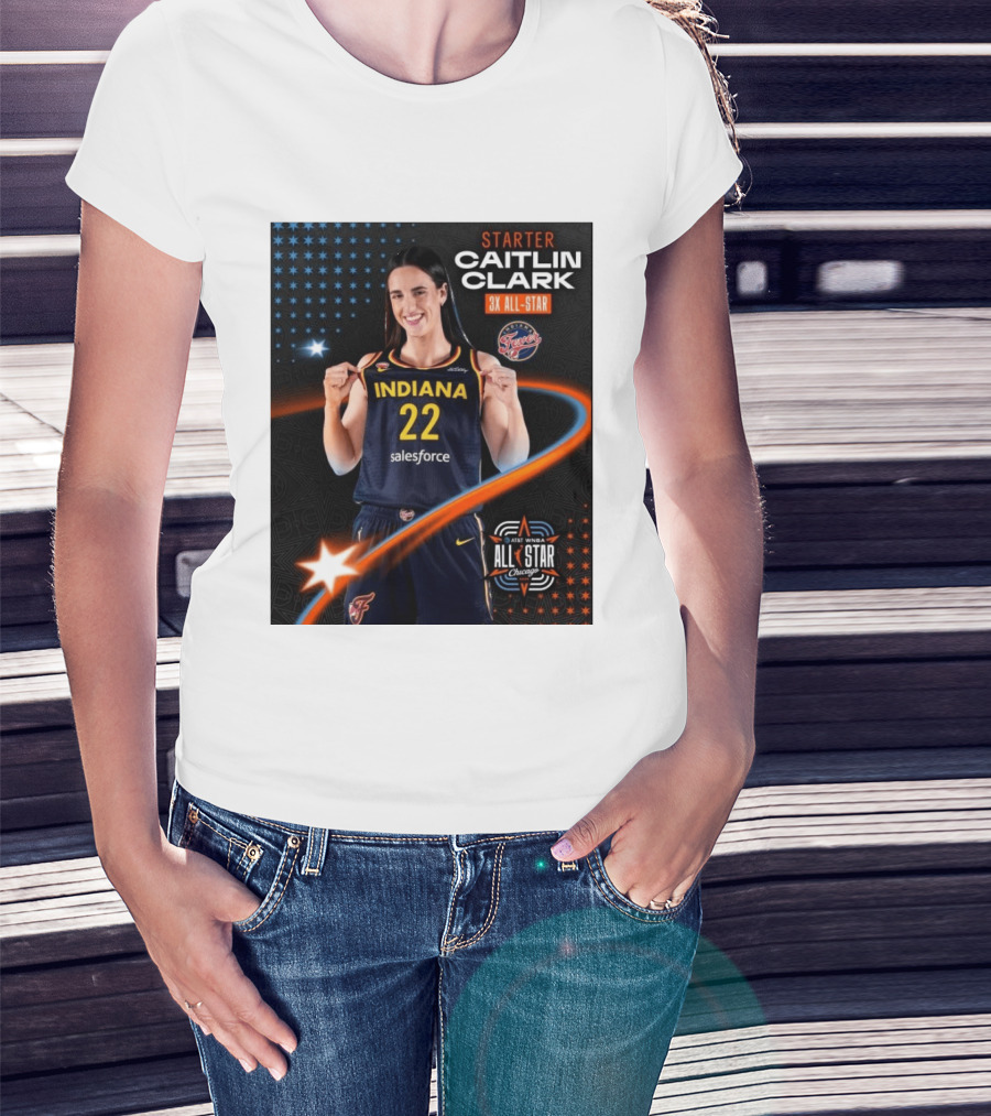 Starter Caitlin Clark Indiana 3X All Star Fever AT&T WNBA All Star Chicago T-Shirt
