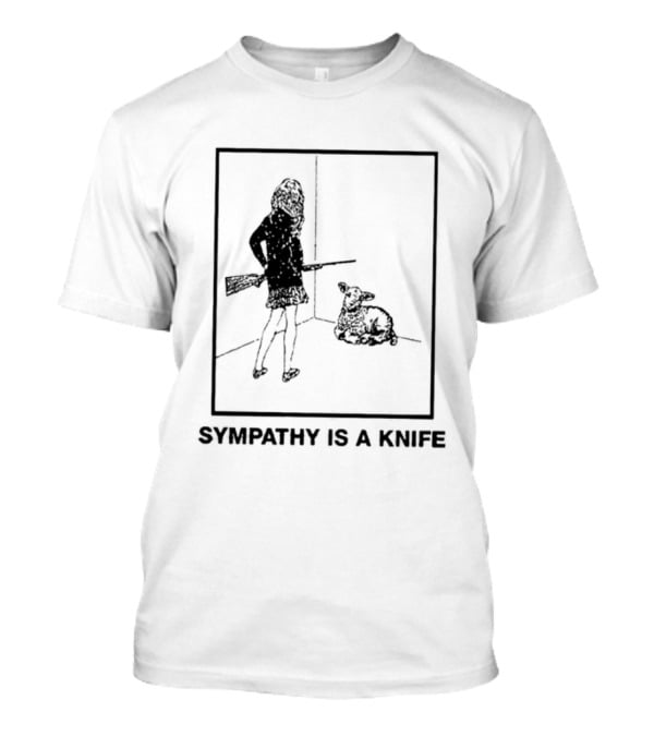 Sympathy Is A Knife Dark Silhouette Holding Object Next To Seated Figure T-Shirt