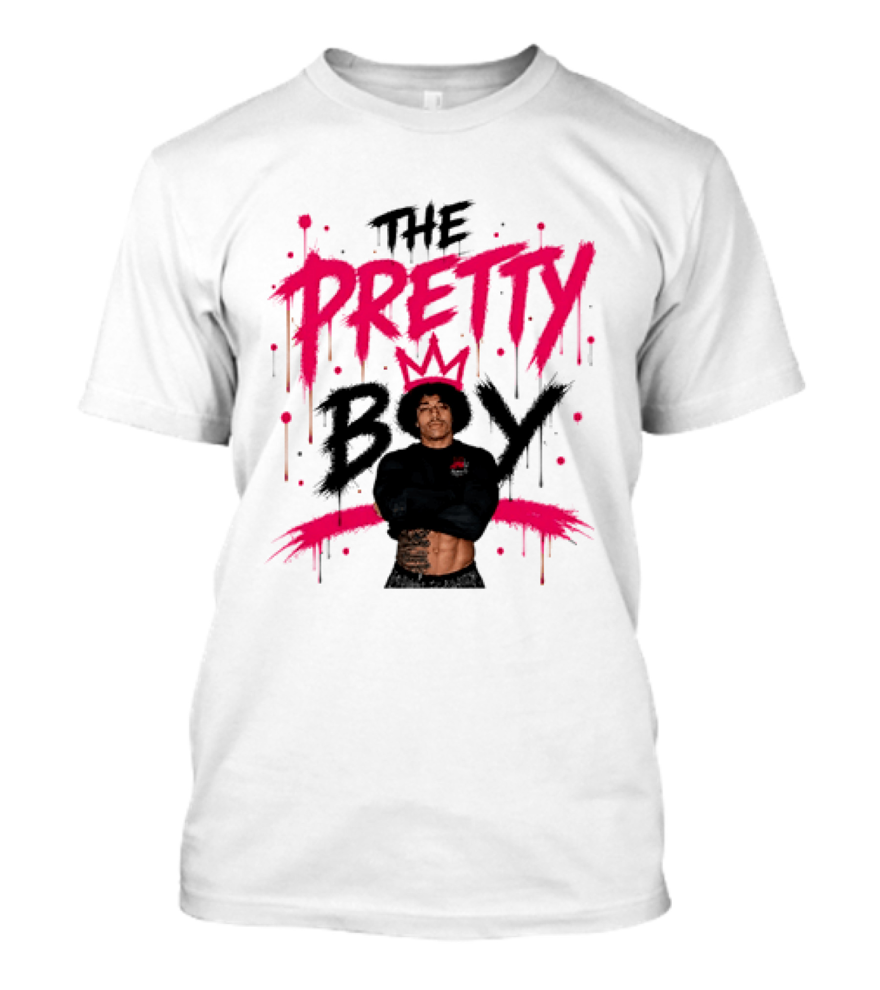The Pretty Boy Jay King Crop Top With Pink Crown And Dripping Letters T-Shirt