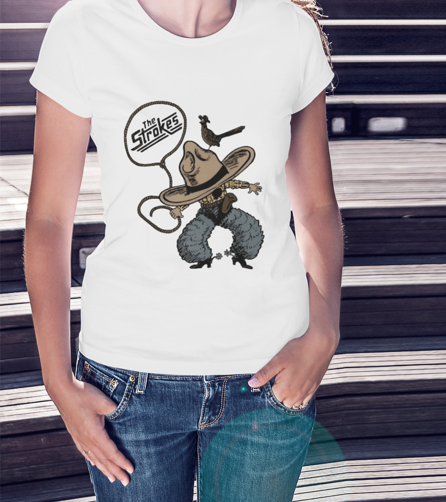 The Strokes Cowboy Roadrunner Western Lasso Band Music T-Shirt