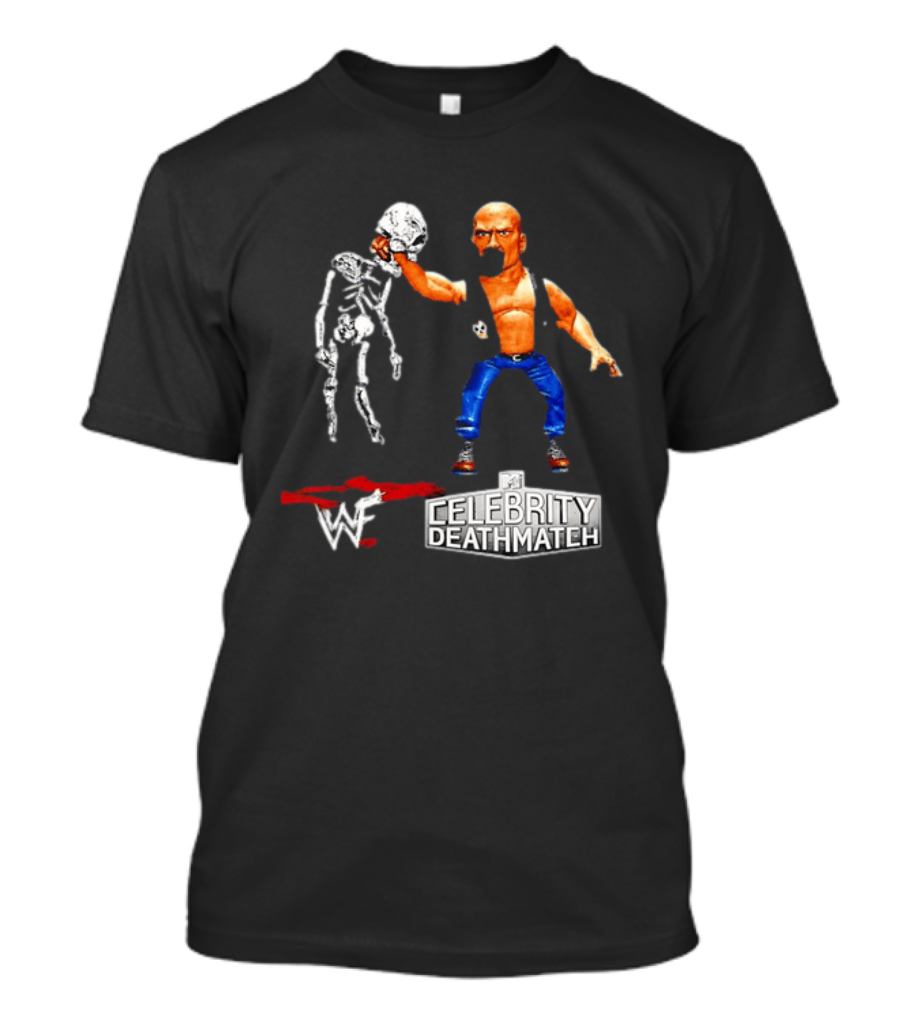 Stone Cold Steve Austin Holding Skeleton WWF MTV Celebrity Deathmatch T-Shirt