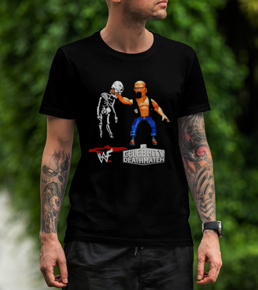 Stone Cold Steve Austin Holding Skeleton WWF MTV Celebrity Deathmatch T-Shirt