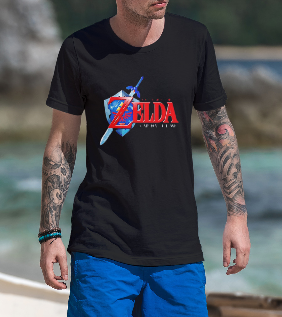 The Legend Of Zelda Ocarina Of Time Shield Sword T-Shirt