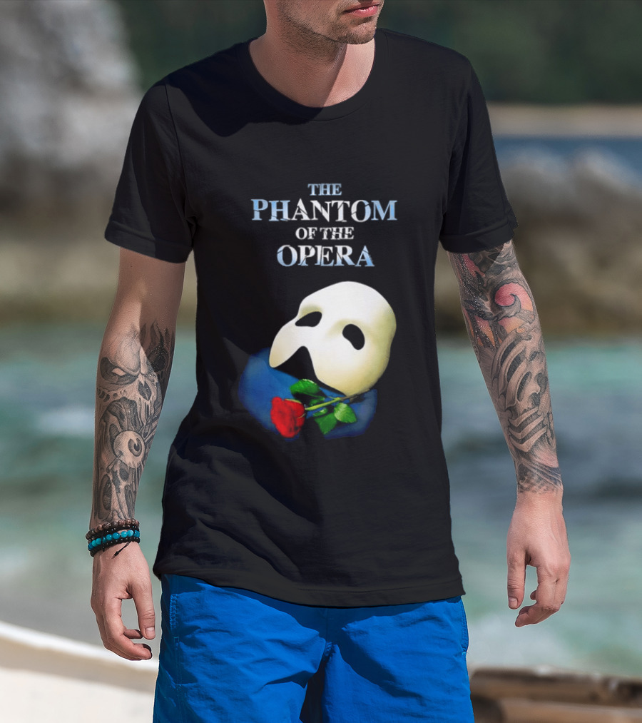 The Phantom Of The Opera Mask With Red Rose T-Shirt