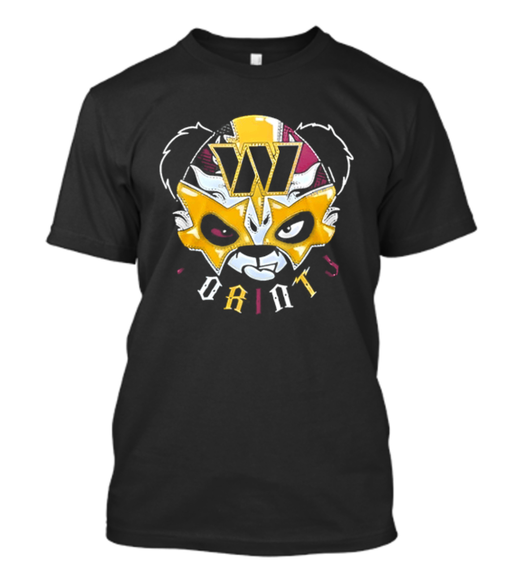 Panda Luchador Wrestling Mask Washington Commanders W Prunts T-Shirt