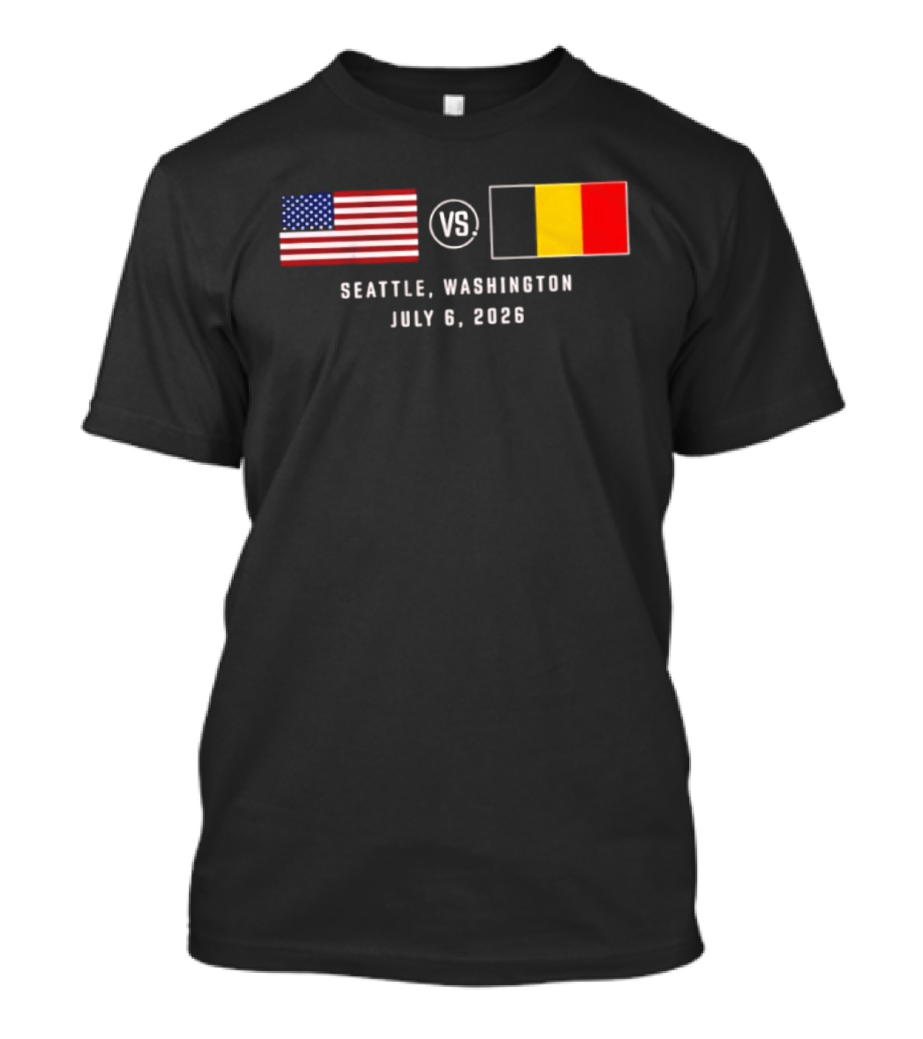 USA Vs Belgium Seattle Washington July 6 2026 American And Belgian Flags T-Shirt