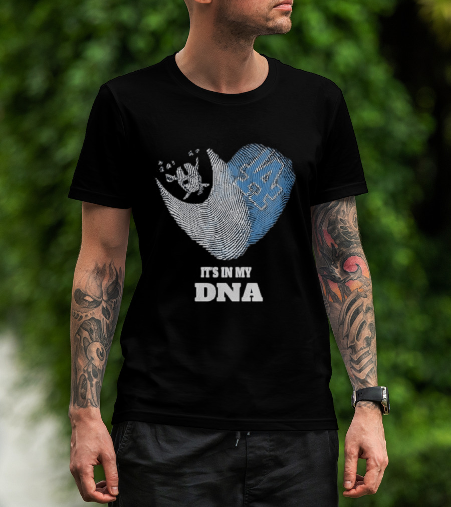 Los Angeles Raiders Dodgers Fingerprint Heart It's In My DNA T-Shirt