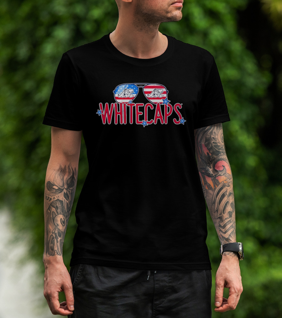 West Michigan Whitecaps American Flag Sunglasses Stars T-Shirt