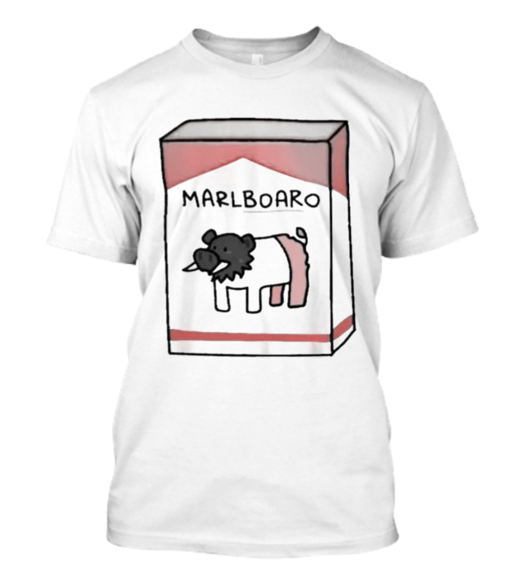 Marlboaro Boar Pig Pack Cigarette Cartoon T-Shirt