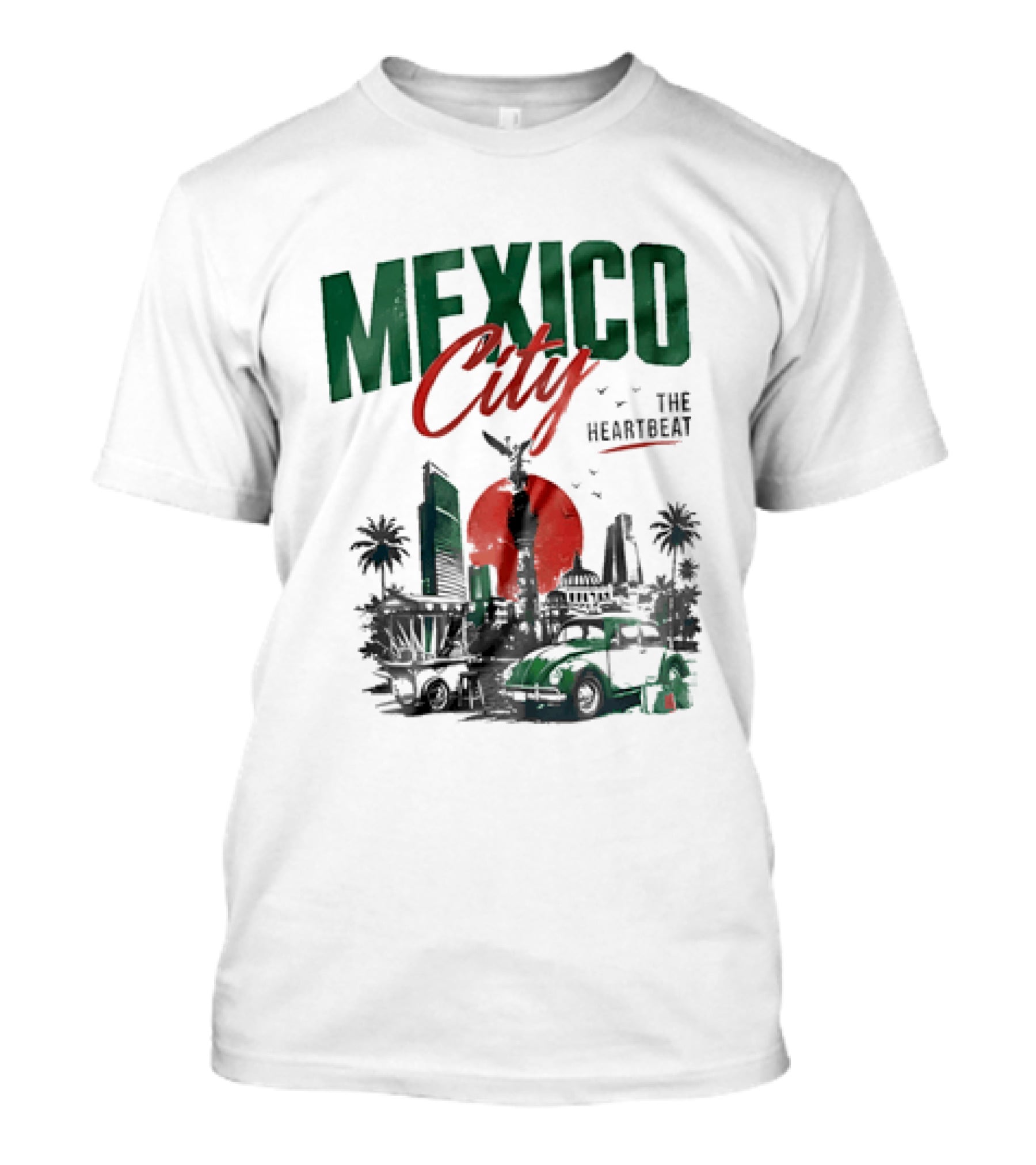 Mexico City Skyline Angel Of Independence Vibrant Heartbeat Landscape T-Shirt