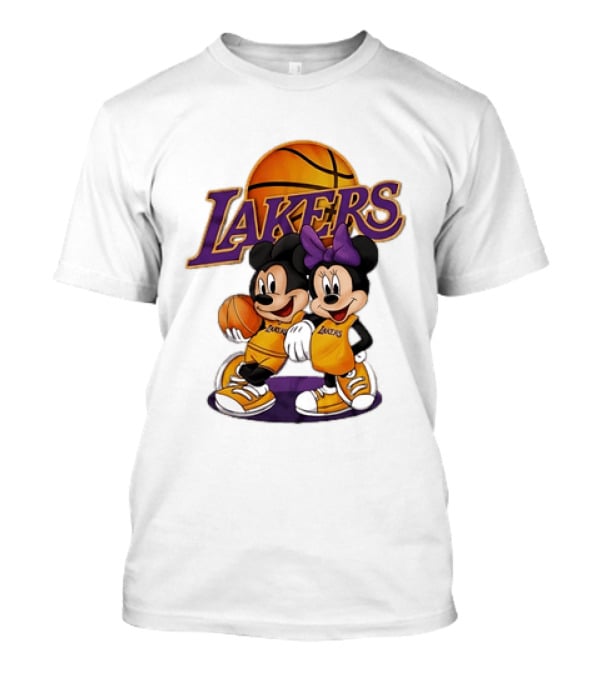 Mickey Mouse Los Angeles Lakers Basketball Crossover With Minnie Mouse T-Shirt