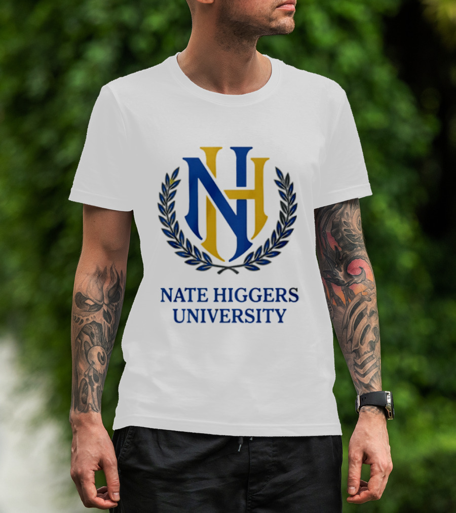 Nate Higgers University NH Crest And Laurel T-Shirt
