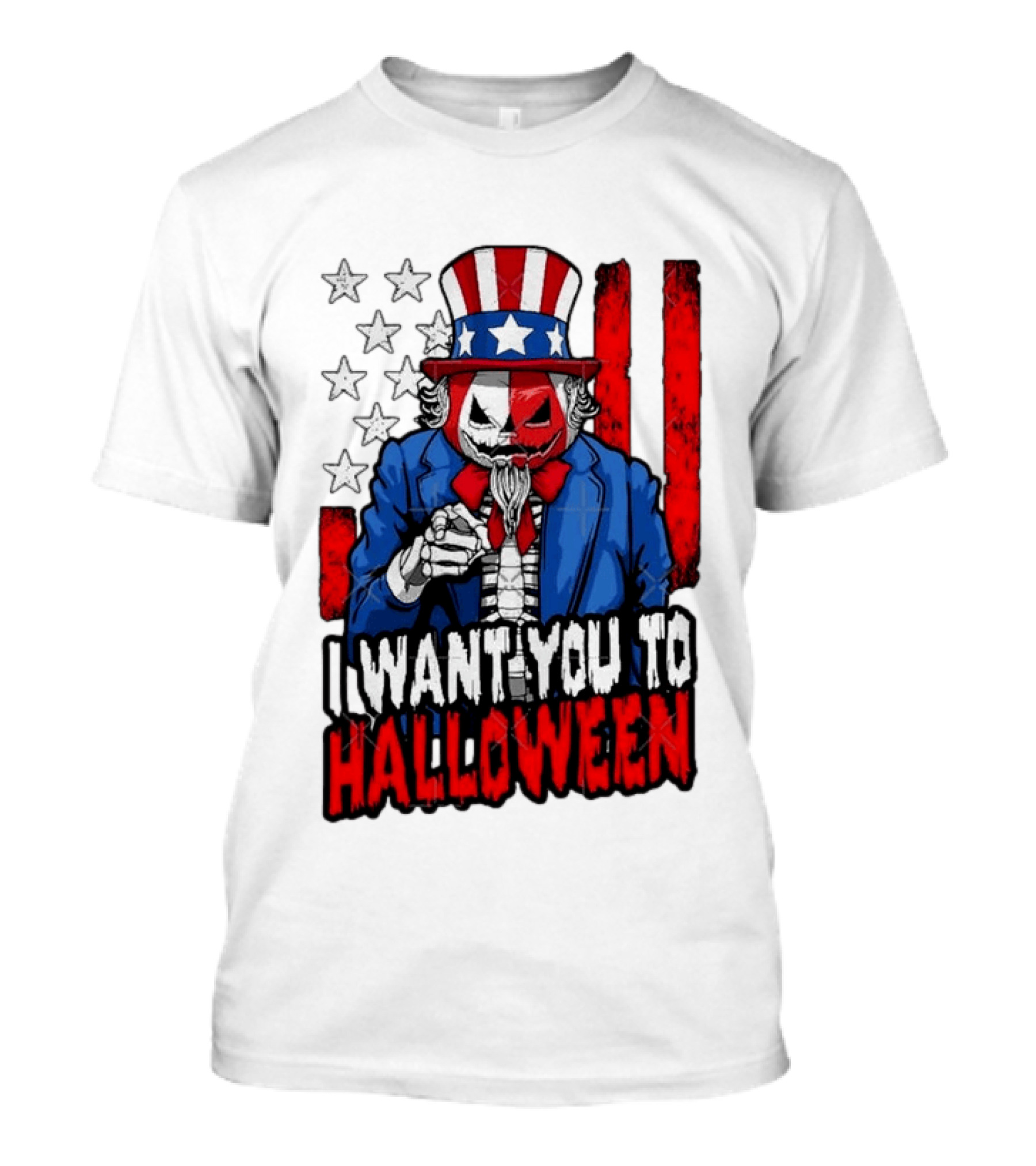 USA Patriotic Zombie Uncle Sam Pumpkin I Want You To Halloween T-Shirt