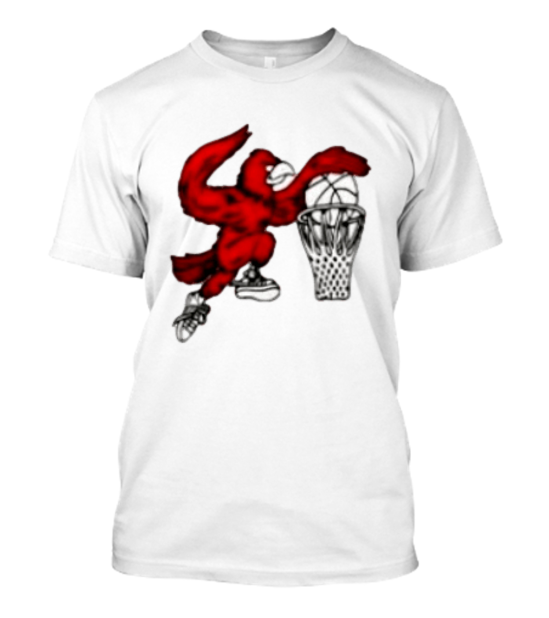 Red Cardinal Bird Dunking Basketball T-Shirt