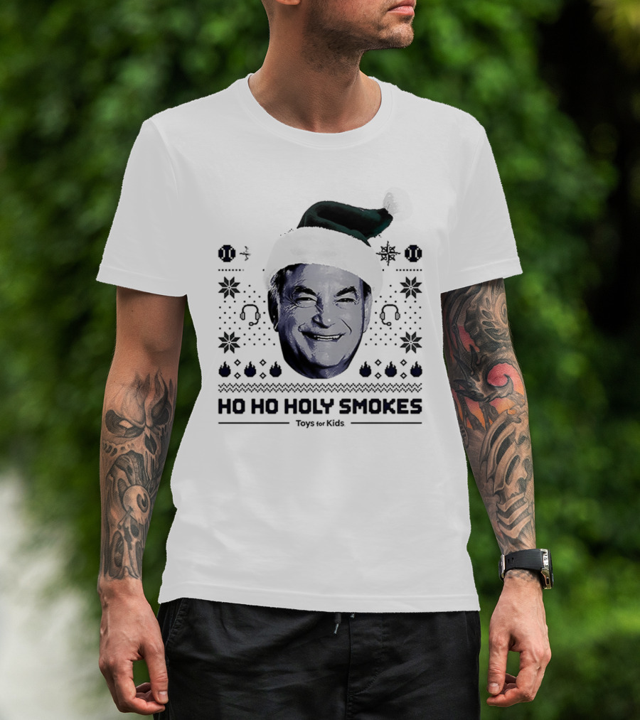 Rick Rizzs Ho Ho Holy Smokes Santa Hat Mariners Rizzsmas In July T-Shirt