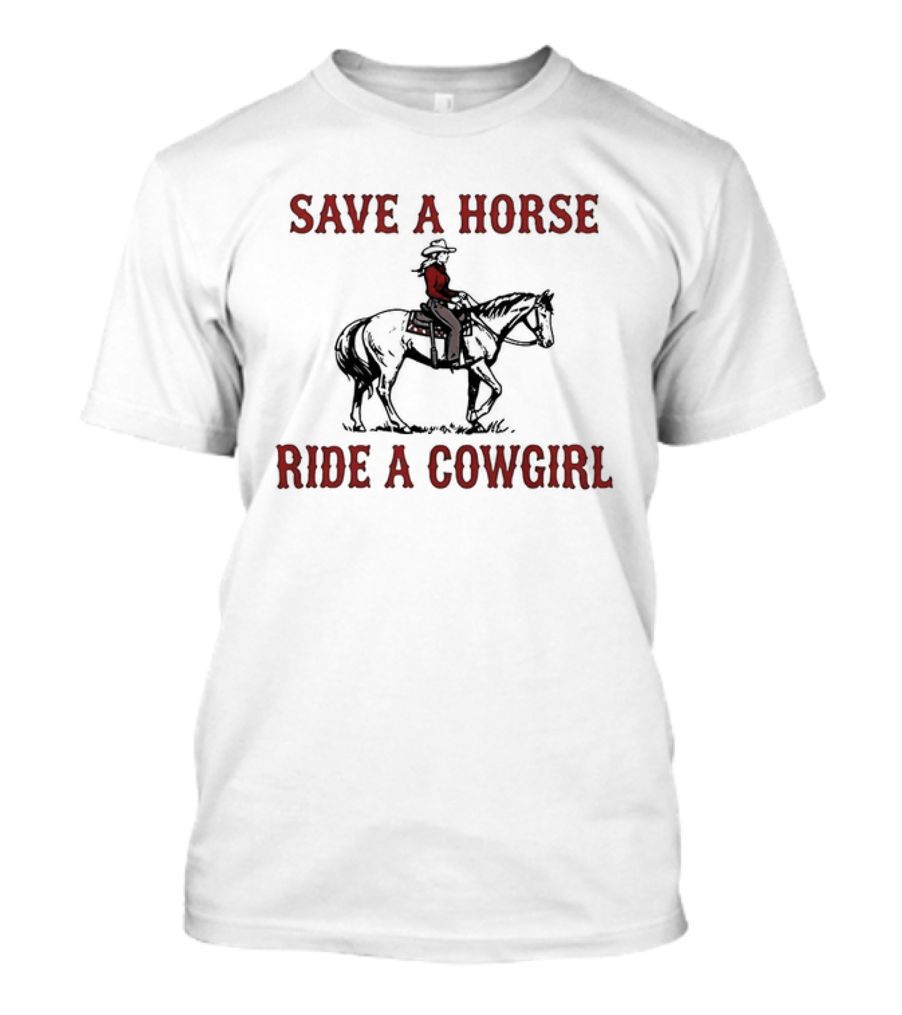 Save A Horse Ride A Cowgirl Retro Western Style Cowboy Riding T-Shirt
