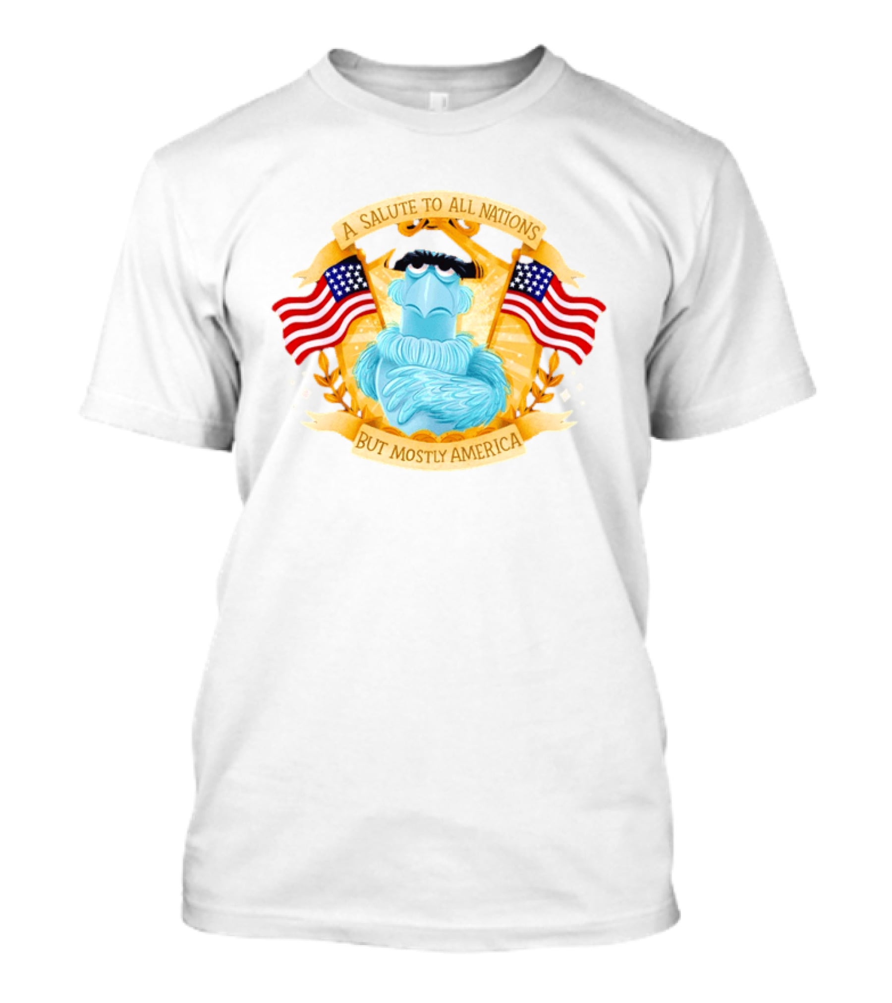 Sam The Eagle 2026 A Salute To All Nations But Mostly America American Flag The Muppets T-Shirt