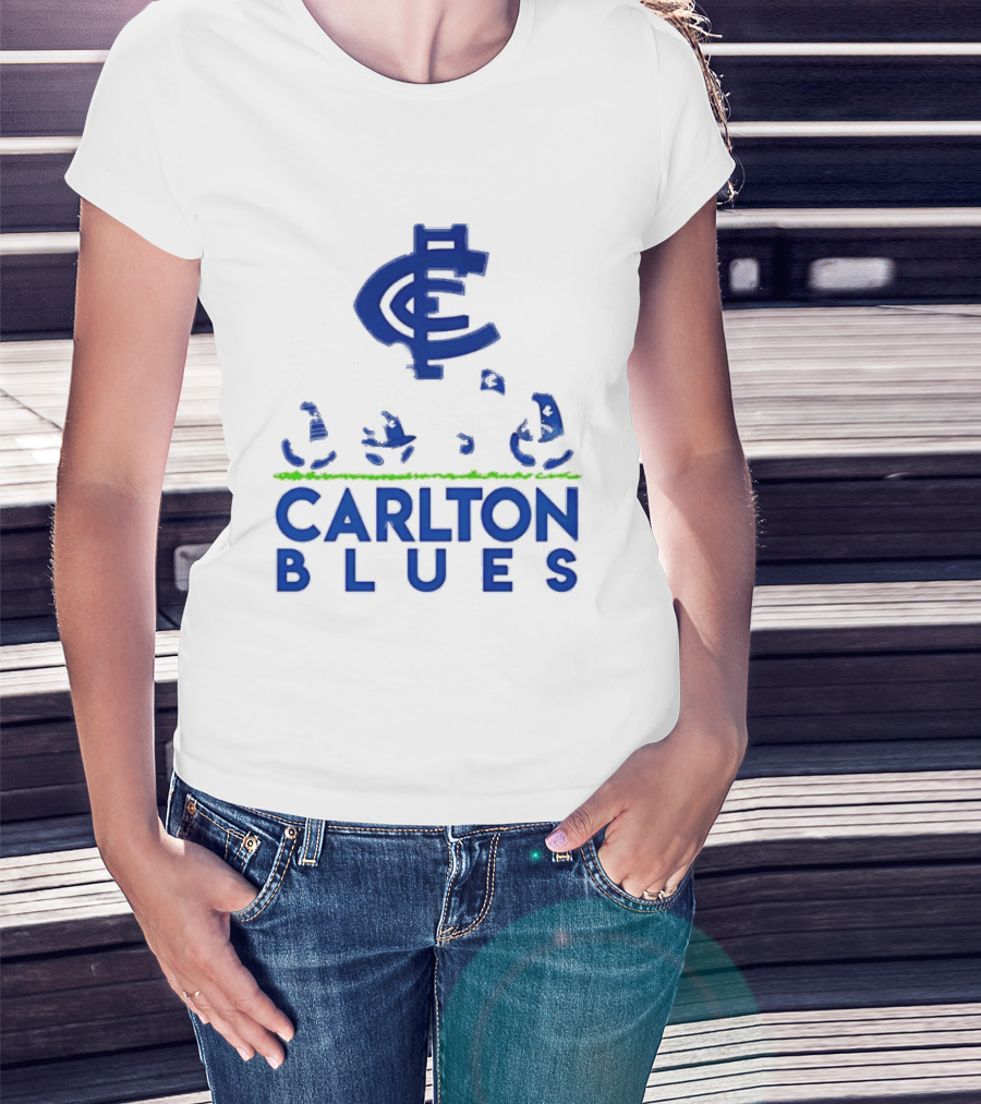 Snoopy Peanuts Characters Carlton Blues AFL Collaboration T-Shirt