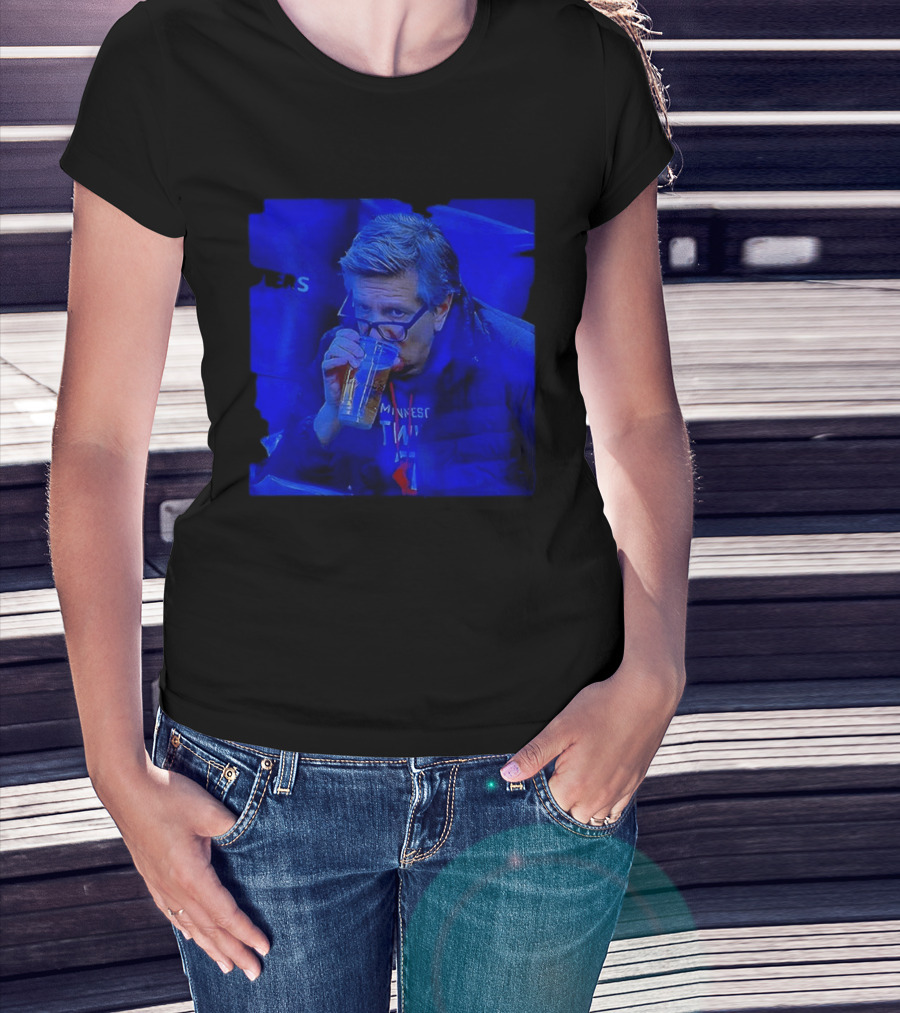 Minnesota Timberwolves Chris Finch NBA Basketball Drinking Beer Image T-Shirt