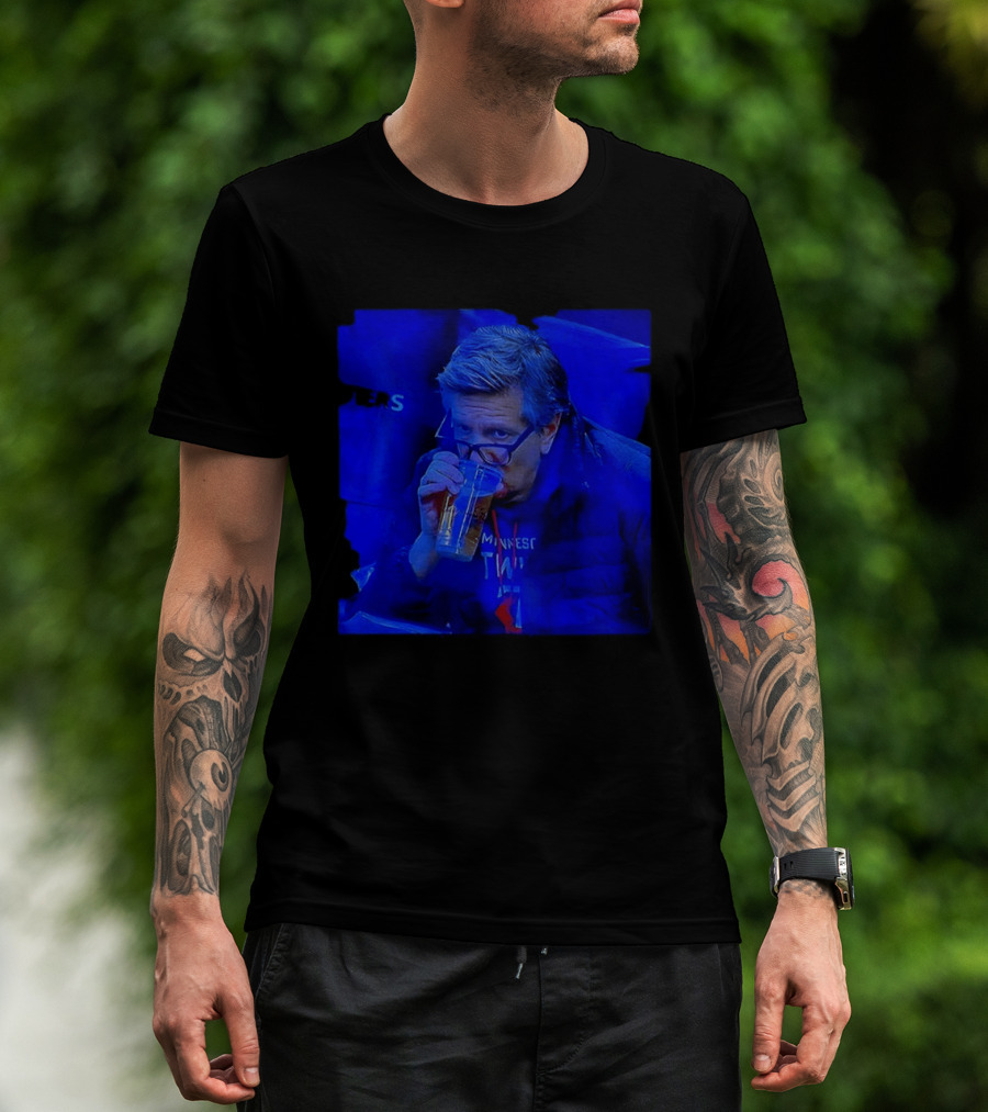 Minnesota Timberwolves Chris Finch NBA Basketball Drinking Beer Image T-Shirt