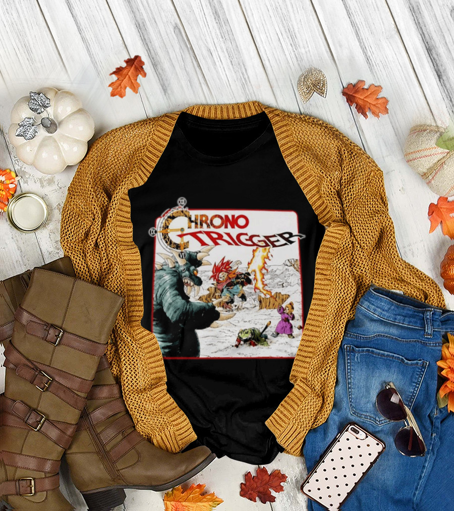 Chrono Trigger Iconic Gaming Adventure Characters and Battle Scene T-Shirt