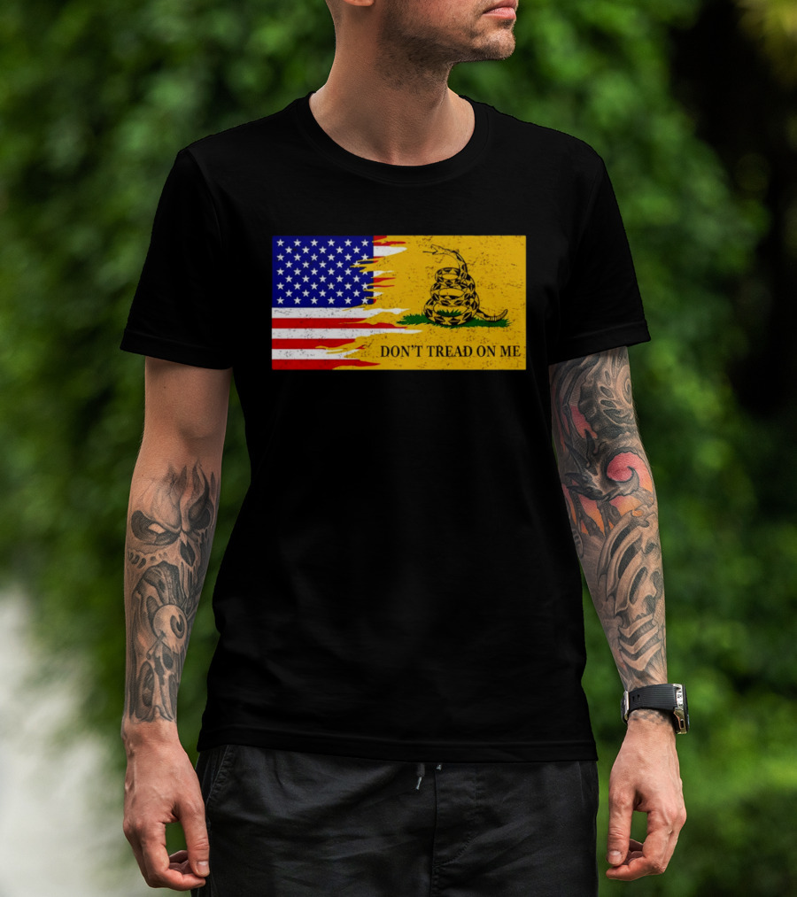Don't Tread On Me American Flag Gadsden Snake T-Shirt